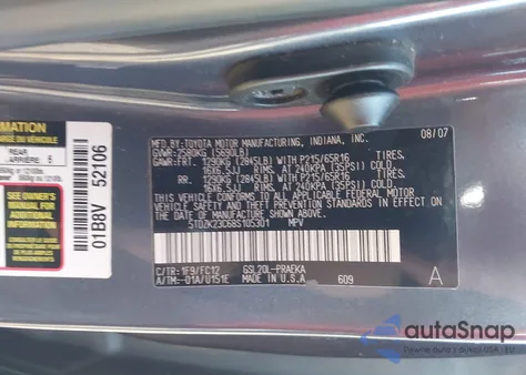 2008 Toyota Sienna Le from USA, damaged, VIN 5TDZK23C68S105301